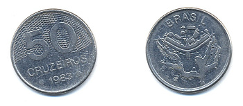 БРАЗИЛИЯ 50 КРУЙЗЕЙРО 1983 KM 594.1 сталь aUNC 51-4815