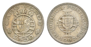 Кабо-Верде 2,5 эскудо 1967 KM 9 никель латунь 4651-845