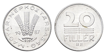 Венгрия 20 филлеров 1987 BP KM 573 алюминий 4664-1234