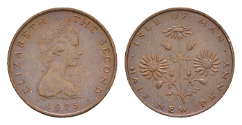 Остров Мэн 1/2 пенни 1975 Елизавета II (1952-2022) KM 19 бронза 4655-922