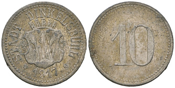 Динкельсбюль (Бавария) 10 пфенингов 1917 Funck 98.2, Men18 6526.2 цинк 99-242
