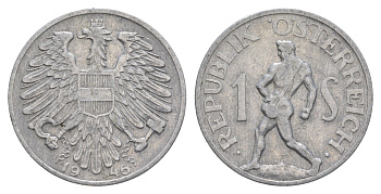 Австрия 1 шиллинг 1946 сеятель KM 2871 алюминий 4556-854