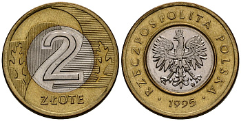 Польша 2 злотых 1995 MW KM 283 биметалл 4177-812