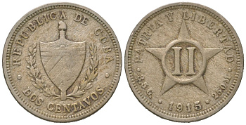 Куба 2 сентаво 1915 KM A10 медно-никель 4615-866