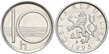 Чехия 10 геллеров 1995 KM 6 алюминий 4152-766