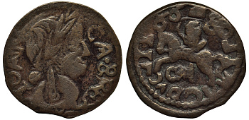 ЛИТВА ПОД ПОЛЬШЕЙ 1 ШИЛЛИНГ 1666 TLB/HKPL, ЯН КАЗИМИР ПОСЛЕДНИЙ В ДИНАСТИИ ВАЗА (1649-1668) KM 50 медь 1522-434