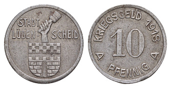 Люденшайд 10 пфеннигов 1918 Funck 309.2, Men05 15772.2, Men18 19761.2 железо 4659-327