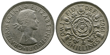 Великобритания 2 шиллинга (флорин) 1962 Елизавета II (1952-2022) KM 906, Spink 4146 медно-никель 4382-413