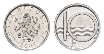 Чехия 10 геллеров 2002 KM 6 алюминий UNC 4627-752