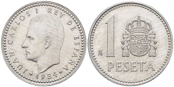 Испания 1 песета 1984 Хуан Карлос I (1975-2014) KM 821 алюминий 213-141