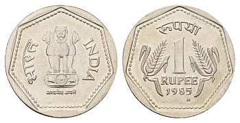 Индия 1 рупия 1985 KM 79.1 медно-никель UNC 4654-1111