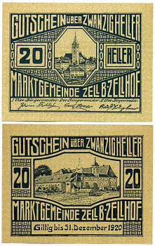 Австрия, Бад-Целль 20 геллеров 1920 31 декабря 1920, нотгельд   бумага  UNC (пресс) 7221-34-1-2