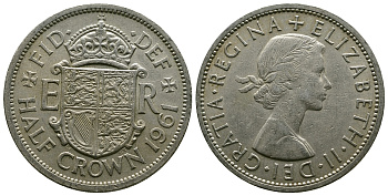 Великобритания 1/2 кроны 1961 Елизавета II (1952-2022) KM 907, Spink 4145 медно-никель 4381-346
