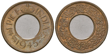 Британская Индия 1 пайс 1945 мд - Калькутта, Георг VI (1936-1952) KM 533 бронза 4579-134