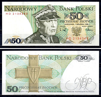 Польша 50 злотых 1988 Pick 142 c бумага UNC (пресс) 6312-1-3-2
