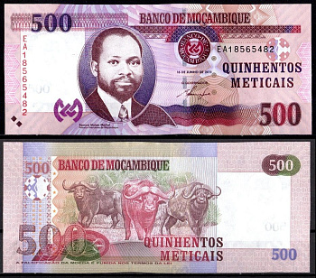 Мозамбик 500 метикай (метикал) 2011 Самора Моисес Машел Pick 153 a бумага UNC (пресс) 451-1114-3