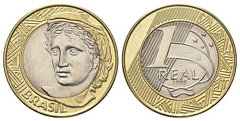 Бразилия 1 реал 1998 KM 652 биметалл UNC 4127-1623