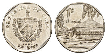 Куба 1 песо 1998 хижины Гуама KM 579 сталь плакированная никелем 4646-442