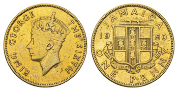 Ямайка 1 пенни 1950 KM 35 никель латунь 4628-556
