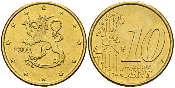 Финляндия 10 евроцентов 2000 KM 101 нордик UNC M57-04