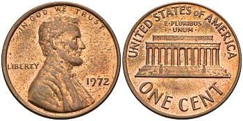 США 1 цент 1972 Линкольн KM 201 медь цинк 4115-918