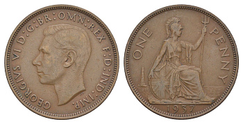 Великобритания 1 пенни 1937 Георг VI (1936-1952) KM 845, Spink 4114 бронза 4634-512