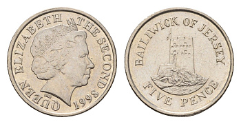 Джерси 5 пенсов 1998 башня Сеймур, Елизавета II (1952-2022) KM 105 медно-никель aUNC 4647-739