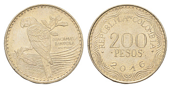 Колумбия 200 песо 2016 KM 297 медь цинк никель UNC 4686-453