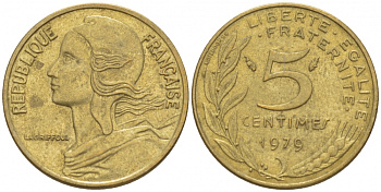 ФРАНЦИЯ 5 САНТИМОВ 1979 ТИП MARIANNE KM 933 медь алюминий никель 3309-1043