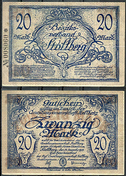 Германия, Штольберг 20 марок 1918 нотгельд, 15.11.1918, цифры черные, крупные Geiger 511.02  бумага   444-119-2-2