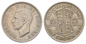 Великобритания 1/2 кроны 1947 Георг VI (1936-1952) KM 866, Spink 4101 медно-никель 4692-632