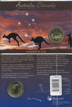 Австралия 1 доллар 2010 австралийское гражданство, в оригинальном картонном буклете KM NEW алюминиевая бронза UNC 1-4-2-07
