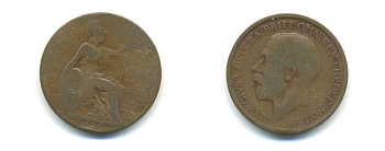 Великобритания 1/2 пенни 1920 Георг V (1910-1936) KM 809, Spink 4056 бронза 59-916