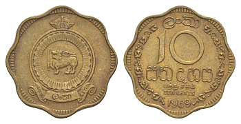 Цейлон 10 центов 1969 KM 130 никель латунь 4650-852