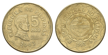 Филиппины 5 писо 2003 KM 272 никель латунь 4635-1237