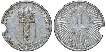 Нидерланды 1 кубометр газа ND жетон, Амсдердам и пригороды алюминий 4163-456