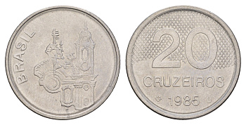 Бразилия 20 крузейро 1985 KM 593.2 нержавеющая сталь 4657-117