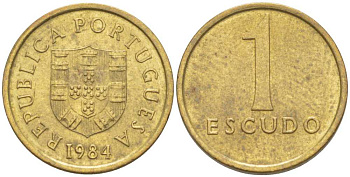 Португалия 1 эскудо 1984 KM 614 никель латунь 214-134