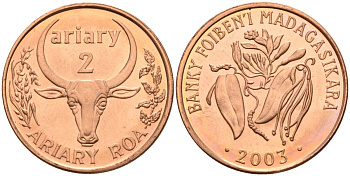 Мадагаскар 2 ариари 2003 KM 30 сталь плакированная медью 4141-656
