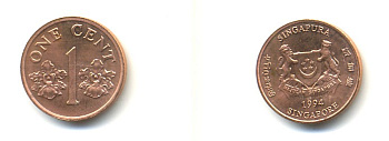 Сингапур 1 цент 1994 sm KM 98 цинк плакированный медью UNC 4364-745
