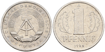 ГДР 1 пфенниг 1983 А  KM 8.2 алюминий 4115-132