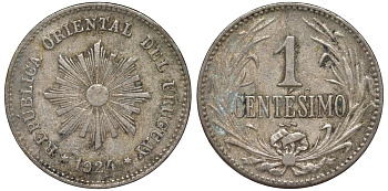 Уругвай 1 сентесимо 1924 KM 19 медно-никель 4169-648