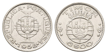 Португальский Тимор 6 эскудо 1958 год-тип KM 15 серебро 4671-827