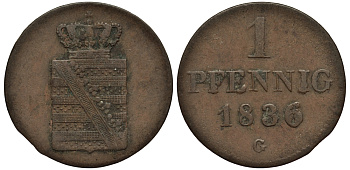 Саксония 1 пфенниг 1836 G KM 1135 медь    413-5615