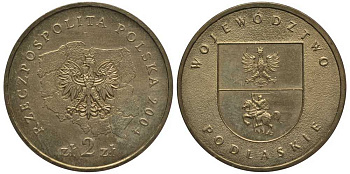 Польша 2 злотых 2004 MW, серия польские воеводства, Подляское воеводство KM 491 нордик 114-134