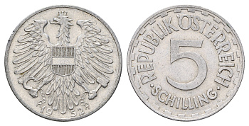 Австрия 5 шиллингов 1952 KM 2879 алюминий 4672-443