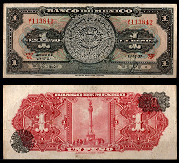 Мексика 1 песо 1957 Pick 59 a бумага 7198-10-3-2