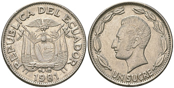 Эквадор 1 сукре 1981 KM 78b сталь плакированная никелем 4511-752