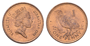 Гибралтар 1 пенни 1988 KM 20 бронза UNC 4668-462
