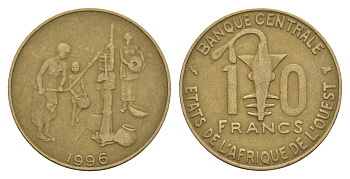 Западная Африка (BCEAO) 10 франков 1996 KM 10 медь алюминий никель 4656-845
